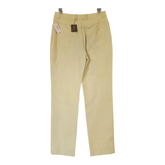 New $245 St. John Classic Bootcut Jean Lemonade Yellow Embroidered Size 6 - Picture 8 of 12